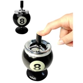 Perlotus Çelik Siyah Bilardo Top Dizayn Yuvarlak Basmalı Küllük Pratik Kül Tablası - 7