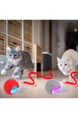 Hareketli Şarjlı Işıklı 360 Derece Dönen Akıllı Oyun Topu Kuyruklu İnteraktif Kedi Köpek Oyun Topu - 3