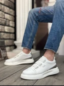 Pabucmarketi 3 Bant Casual Erkek Ayakkabı BEYAZ GÜMÜŞ (BEYAZ TABAN) - 2