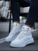 Pabucmarketi Bağcıklı Erkek Spor Bot BEYAZ (BEYAZ TABAN) thumbnail 1