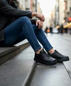 Pabucmarketi Bağcıklı Erkek Günlük Ayakkabı SİYAH (SİYAH TABAN) thumbnail 2