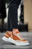 Pabucmarketi Bağcıklı Erkek Spor Ayakkabı TABA SÜET KREM (BEYAZ TABAN) thumbnail 1