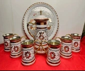 bakır sürahili 6lı meşrubat bardağı ve tepsi - 1