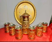 bakır sürahili 6lı meşrubat bardağı ve tepsi - 1