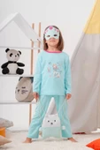 4-7 Yaş Deniz Kızı Çanta Ve Maskeli Kız Çocuk Pijama Takımı Yeşil - 4