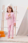 4-7 Yaş  Unicorn Çanta Ve Maskeli Kız Çocuk Pijama Takımı Pembe - 4