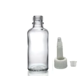 50ml şeffaf cam şişe getamisin kapak, 24 adet, plastik üstten damlalıklı şişe, damlatmalı şişe, damlatıcı şişe - 1