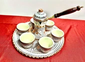 6lı bakır fincan takımı yuvarlak tepsi,cezve - 1