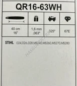 Hsgl Motorlu Testere Stıh ms240 ms260 ms270 ms280  3/25 32 Diş Kılavuz  QR16-63WH sthl uygun pala thumbnail 3