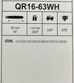 Algaride Motorlu Testere Stıh ms240 ms260 ms270 ms280  3/25 32 Diş Kılavuz  QR16-63WH stıhl uygun pala - 3