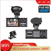 Ozmik CMR67 araç içi kamera 3 Kamera Ön-İç ve arka WIFI Video kaydedici 1080P çift Lens Dikiz Kamera - 2