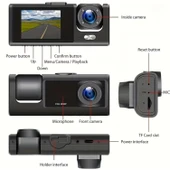 Ozmik CMR67 araç içi kamera 3 Kamera Ön-İç ve arka WIFI Video kaydedici 1080P çift Lens Dikiz Kamera - 5