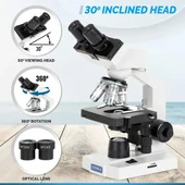 OMAX 40X-2000X Laboratuvar LED Binoküler Bileşik Mikroskop - 3