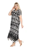 Melsay Butik Beyaz Retro Desen Asimetrik Kısa Kollu Elbise - 3