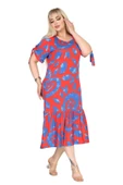 Melsay Butik Pembe Nazar Desen Kolları Bağlamalı Kısa Kollu Elbise - 4