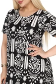Melsay Butik Beyaz Retro Desen Asimetrik Kısa Kollu Elbise - 5