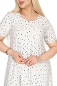 Melsay Butik Beyaz Puanlı Eteği Leopar Desen Asimetrik Kısa Kollu Elbise - 4