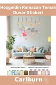 Premium Yapıştırılabilir Çıkarılabilir Çiçek Motifli Hoşgeldin Ramazan Figürlü Temalı Duvar Stickeri - 1