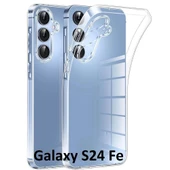 Galaxy S24 Fe Uyumlu Kılıf Kamera Korumalı Şeffaf Esnek Renksiz Silikon Kapak thumbnail 1