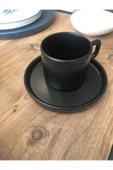 Stackable Çay/nescafe Fincanı Tabaklı Mat Siyah - 1