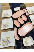 Kelebek kahvaltı takımı 6 kişilik 15 parça mat kelebek desen - 3