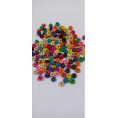 Renkli Yassı Ahşap Pul Boncuk 25 gr. 8mm - 2