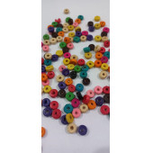 Renkli Yassı Ahşap Pul Boncuk 25 gr. 8mm - 3