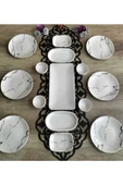 15 Parça 6 Kişilik Kahvaltı Takımı Mat Krem Mermer Desen - 3