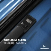 Vegmann Tartılı Scadel Mavi Büyük Boy Valiz - 2