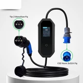 Elektrikli Araba Taşınabilir Şarj Cihazı 7 kw / 32A / Tip-2 / 3x32A Fiş / Monofaze / 5m / Çantalı / Ev Tipi Dönüştürücü Kablolu - 1
