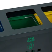 3'lü Fırın Boyalı Metal Sıfır Atık Kutusu Geri Dönüşüm Kutusu Ünitesi - 3