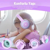 iClever Gürültü Önleyici Ses Sınırlı 60 Saat Oynatma Süreli Bluetooth Çocuk Kulaklığı Lila - 7