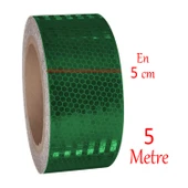 Yapışkanlı Gece Parlayan Reflektörlü 5 cm Reflektif İkaz Bandı 5 Metre Koyu Yeşil Renk Şerit Bant - 2