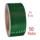Yapışkanlı Gece Parlayan Reflektörlü 5 cm Reflektif İkaz Bandı 50 Metre Koyu Yeşil Renk Şerit Bant - 2