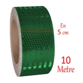 Yapışkanlı Gece Parlayan Reflektörlü 5 cm Reflektif İkaz Bandı 10 Metre Koyu Yeşil Renk Şerit Bant - 2