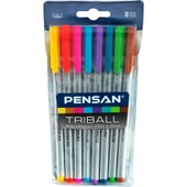 Pensan Triball Renkli 8 Li Vakumlu Tükenmez Kalem Seti - 1