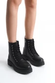 Kadın Siyah Günlük Postal Bot Rahat Taban Bağcıklı ve Fermuarlı KIşlık Ayakkabı thumbnail 5