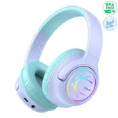 iClever Led Işıklı Güvenli Ses Sınırlı 45 Saat Oynatma Süreli Bluetooth Çocuk Kulaklığı Lila - 1