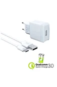 giyitec Samsung Galaxy S8 S8+ Plus Uyumlu 18W Hızlı Şarj Aleti Qualcomm Quick Charger 3.4A USB To Type-C - 2