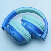 iClever Led Işıklı Güvenli Ses Sınırlı 45 Saat Oynatma Süreli Bluetooth Çocuk Kulaklığı Mavi - 2