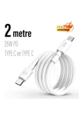 giyitec Samsung Galaxy A52 A53 A54 A70 A71 A72 A73 A80 A90 5G Uyumlu 25W PD 2 METRE Type-c Kablo BEYAZ - 1