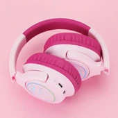 iClever Led Işıklı Güvenli Ses Sınırlı 45 Saat Oynatma Süreli Bluetooth Çocuk Kulaklığı Pembe - 2