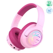 iClever Led Işıklı Güvenli Ses Sınırlı 45 Saat Oynatma Süreli Bluetooth Çocuk Kulaklığı Pembe - 1