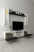 Moonlife İstanbul Dolaplı Tv Ünitesi Beyaz Siyah - 2