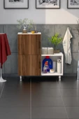 Moonlife 2 Kapaklı L Çok Amaçlı Banyo Dolabı Ceviz - 1