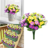 Nettenevime 3lü Set Yapay Çiçek Papatya 5 Dallı Plastik Dekoratif Yapay Bitki thumbnail 1