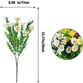 Nettenevime 3lü Set Yapay Çiçek Papatya 5 Dallı Plastik Dekoratif Yapay Bitki thumbnail 2