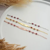 925 ayar gümüş kırmızı göz boncuklu çocuk künye isim yazılı - 3