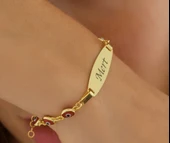 925 ayar gümüş kırmızı göz boncuklu çocuk künye isim yazılı - 1