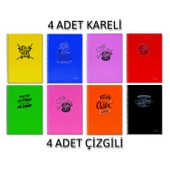 Sim Enjoy A4 72 Yaprak Plastik Kapak Spiralli Defter 4 Kareli + 4 Çizgili - 1